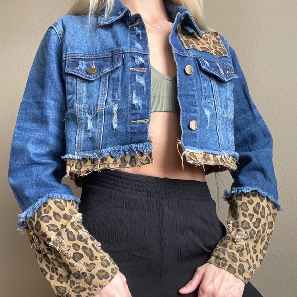 Jean Jacket Cheetah print crop - Picture 7 of 8